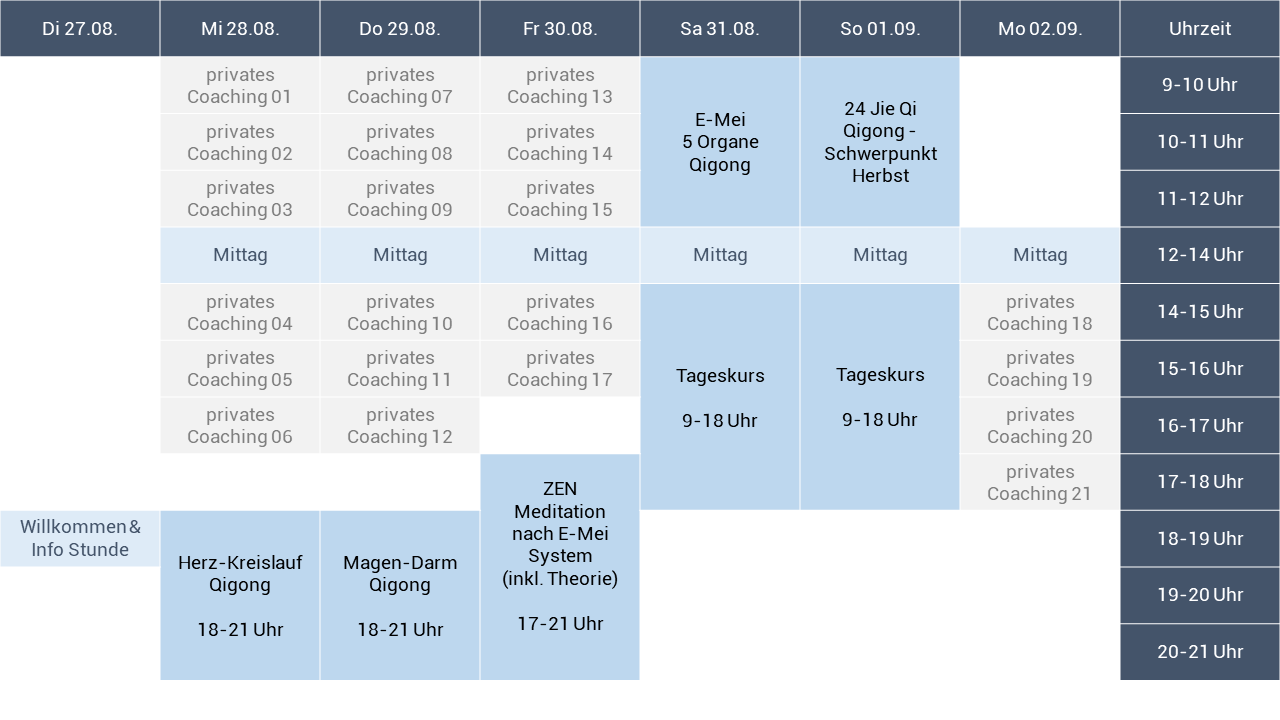 Stundenplan Prof. Zhang 2019